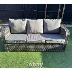 Rattan Garden Furniture Gas Fire Pit And Corner Sofa Set Outdoor Furniture Patio