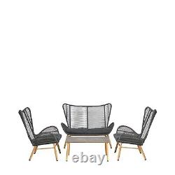 Rattan Garden Furniture Grey Table Sofa and Chairs Patio Outdoor Seating Set
