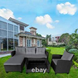 Rattan Garden Furniture L Shape Corner Sofa Set Outdoor Patio Coffee with Cushions