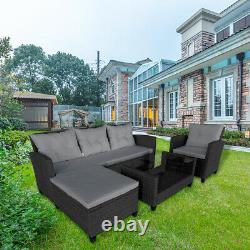 Rattan Garden Furniture L Shape Corner Sofa Set Outdoor Patio Coffee with Cushions