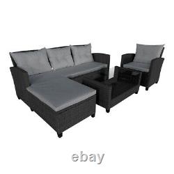 Rattan Garden Furniture L Shape Corner Sofa Set Outdoor Patio Coffee with Cushions