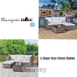 Rattan Garden Furniture L-Shape Lounger 4 Seater Outdoor Corner Sofa Patio Set