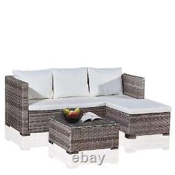 Rattan Garden Furniture L-Shape Lounger 4 Seater Outdoor Corner Sofa Patio Set