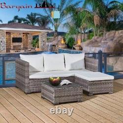 Rattan Garden Furniture L-Shape Lounger 4 Seater Outdoor Corner Sofa Patio Set