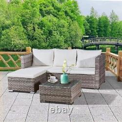 Rattan Garden Furniture L-Shape Lounger 4 Seater Outdoor Corner Sofa Patio Set