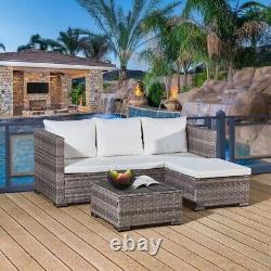 Rattan Garden Furniture L-Shape Lounger 4 Seater Outdoor Corner Sofa Patio Set