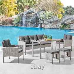 Rattan Garden Furniture Lounge Set 6 Piece Garden Outdoor Patio Set in Grey