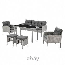 Rattan Garden Furniture Lounge Set 6 Piece Garden Outdoor Patio Set in Grey