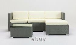 Rattan Garden Furniture Outdoor 5pcs Patio Sofa Set chairs Table (Rupert Grey)