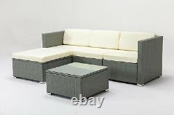 Rattan Garden Furniture Outdoor 5pcs Patio Sofa Set chairs Table (Rupert Grey)