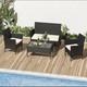Rattan Garden Furniture Outdoor Patio Conservatory 4 Piece Set Chairs Sofa Table