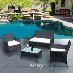 Rattan Garden Furniture Outdoor Patio Conservatory 4 Piece Set Chairs Sofa Table