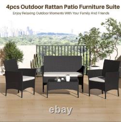 Rattan Garden Furniture Outdoor Patio Conservatory 4 Piece Set Chairs Sofa Table