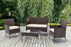 Rattan Garden Furniture Outdoor Patio Conservatory 4 Piece Set Chairs Sofa Table