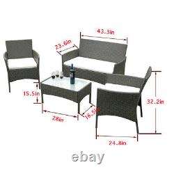 Rattan Garden Furniture Outdoor Patio Conservatory 4 Piece Set Chairs Sofa Table