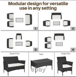 Rattan Garden Furniture Outdoor Patio Conservatory 4 Piece Set Chairs Sofa Table