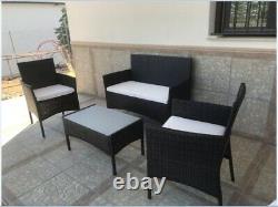 Rattan Garden Furniture Outdoor Patio Conservatory 4 Piece Set Chairs Sofa Table