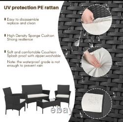 Rattan Garden Furniture Outdoor Patio Conservatory 4 Piece Set Chairs Sofa Table