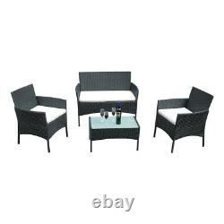 Rattan Garden Furniture Outdoor Patio Conservatory 4 Piece Set Chairs Sofa Table