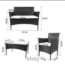 Rattan Garden Furniture Outdoor Patio Conservatory 4 Piece Set Chairs Sofa Table