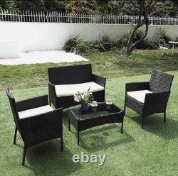 Rattan Garden Furniture Outdoor Patio Conservatory 4 Piece Set Chairs Sofa Table