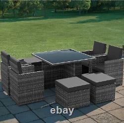 Rattan Garden Furniture Outdoor Patio Set Refined Retreat Grey Table Chairs 9-Pc