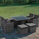 Rattan Garden Furniture Outdoor Patio Set Refined Retreat Grey Table Chairs 9-pc