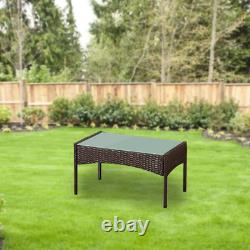 Rattan Garden Furniture Outdoor Sofa Chairs Table Set 4PC Brown Patio Seating