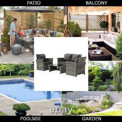 Rattan Garden Furniture Patio Conservatory Grey Sofa Set Armchair Table 4 Seat