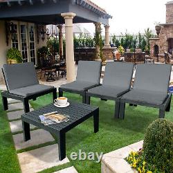Rattan Garden Furniture Patio Corner Sofa 5 Pce Set Lounger Chair Table Outdoor