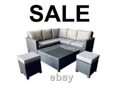 Rattan Garden Furniture Patio Corner Sofa Coffee Table Set Black