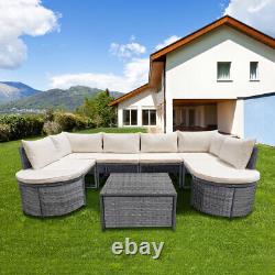 Rattan Garden Furniture Patio Corner Sofa Set Lounger Table Outdoor Mixed Grey