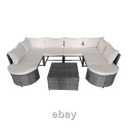 Rattan Garden Furniture Patio Corner Sofa Set Lounger Table Outdoor Mixed Grey