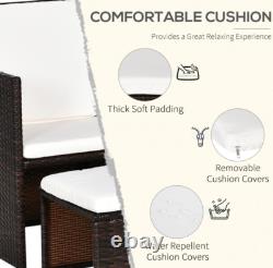 Rattan Garden Furniture Set 2 Seater Chairs Stools Cube Patio Dining Bar Table