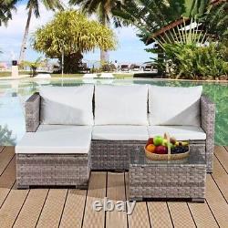 Rattan Garden Furniture Set 3 PC L-Shape Mix Grey Outdoor Patio Corner Lounger