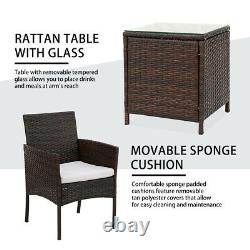 Rattan Garden Furniture Set 3 Pcs Patio Chair Table Patio Outdoor Weaving Wicker