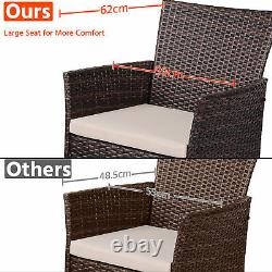 Rattan Garden Furniture Set 3 Piece Chairs Sofa Table Outdoor Patio Conservatory