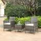 Rattan Garden Furniture Set 3 Piece Outdoor Bistro Table Chairs Set Patio Grey
