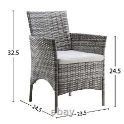 Rattan Garden Furniture Set 3 Piece Outdoor Bistro Table Chairs Set Patio Grey
