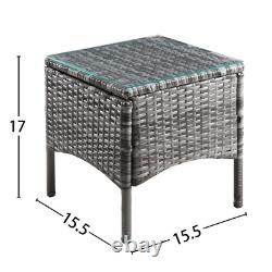 Rattan Garden Furniture Set 3 Piece Outdoor Bistro Table Chairs Set Patio Grey