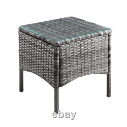 Rattan Garden Furniture Set 3 Piece Outdoor Bistro Table Chairs Set Patio Grey
