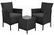 Rattan Garden Furniture Set 3 Piece Patio Dining Set 2 Chairs 1 Coffee Table