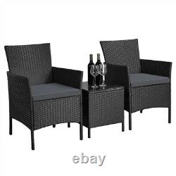 Rattan Garden Furniture Set 3 Piece Patio Dining Set 2 Chairs 1 Coffee Table