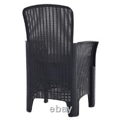 Rattan Garden Furniture Set 3 Piece Table Chairs with Seat Cushion Outdoor Patio