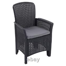 Rattan Garden Furniture Set 3 Piece Table Chairs with Seat Cushion Outdoor Patio