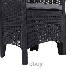 Rattan Garden Furniture Set 3 Piece Table Chairs with Seat Cushion Outdoor Patio