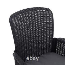 Rattan Garden Furniture Set 3 Piece Table Chairs with Seat Cushion Outdoor Patio