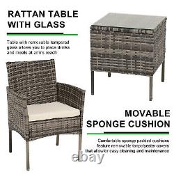 Rattan Garden Furniture Set 3Piece Outdoor Sofa Chairs Bistro Patio Wicker Table