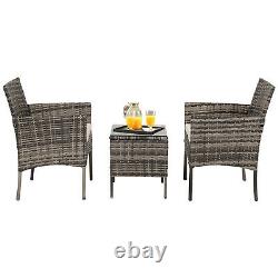 Rattan Garden Furniture Set 3Piece Outdoor Sofa Chairs Bistro Patio Wicker Table