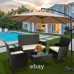 Rattan Garden Furniture Set 4 Pc Chairs Sofa Table Outdoor Patio Seater Set New